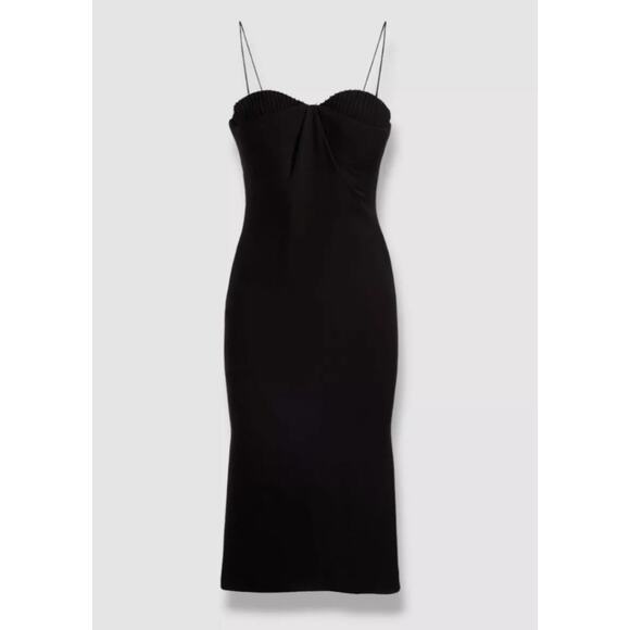 Brandon Maxwell cocktail party Black Silk Halter Bustier Sheath Dress 6 / small - Picture 2 of 15